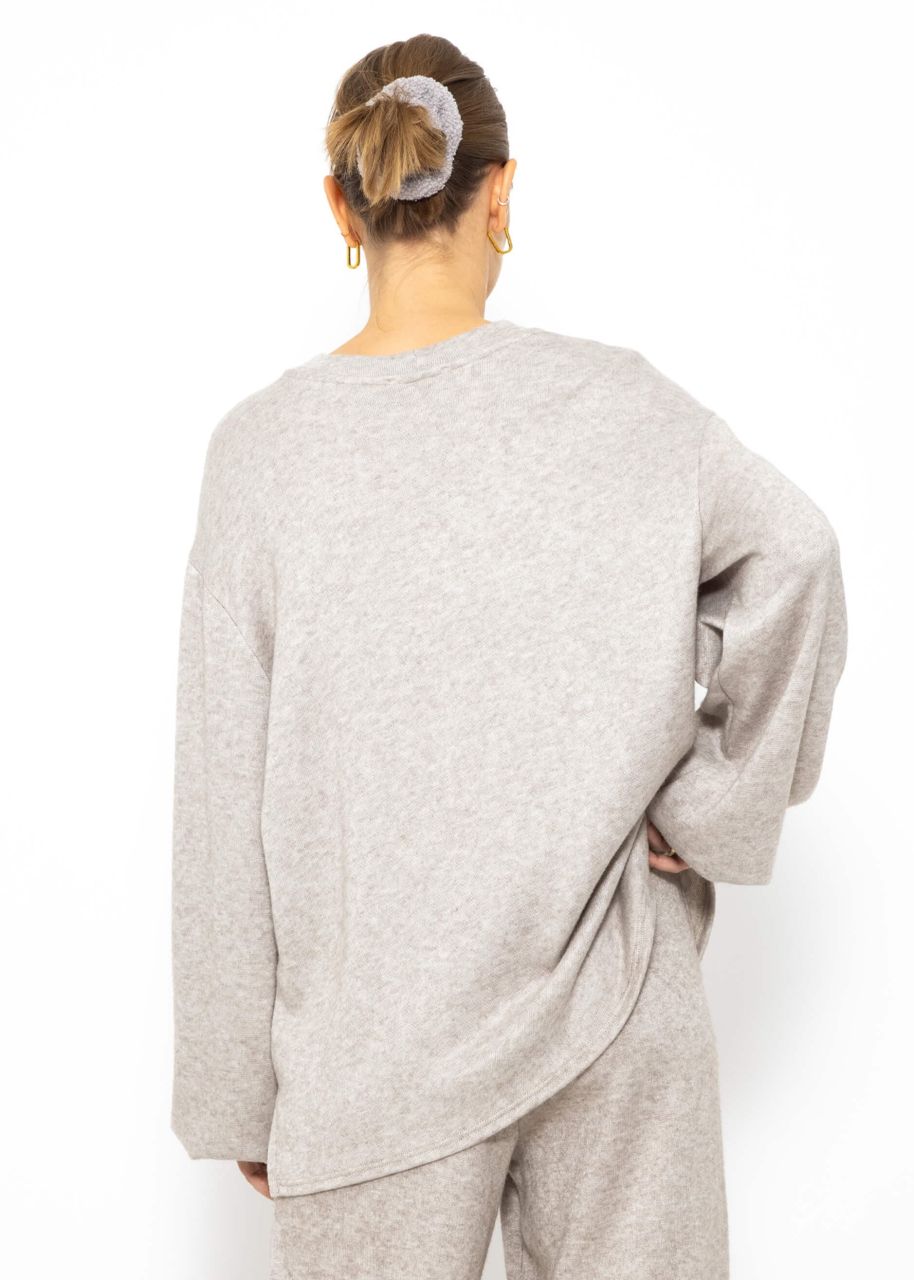 Oversized sweatshirt with embroidery - taupe
