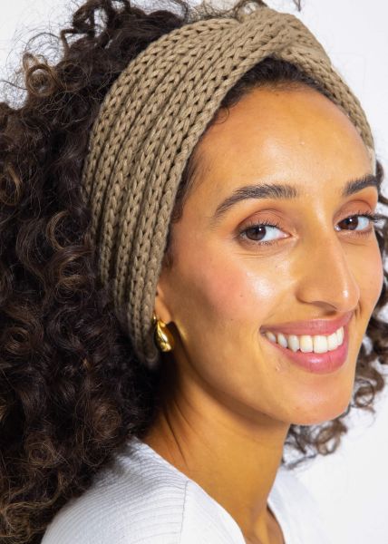 Ribbed knit headband - beige