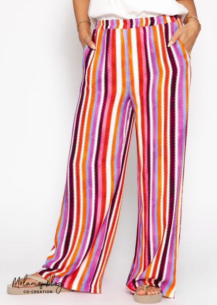 Patterned trousers with wide leg - pink