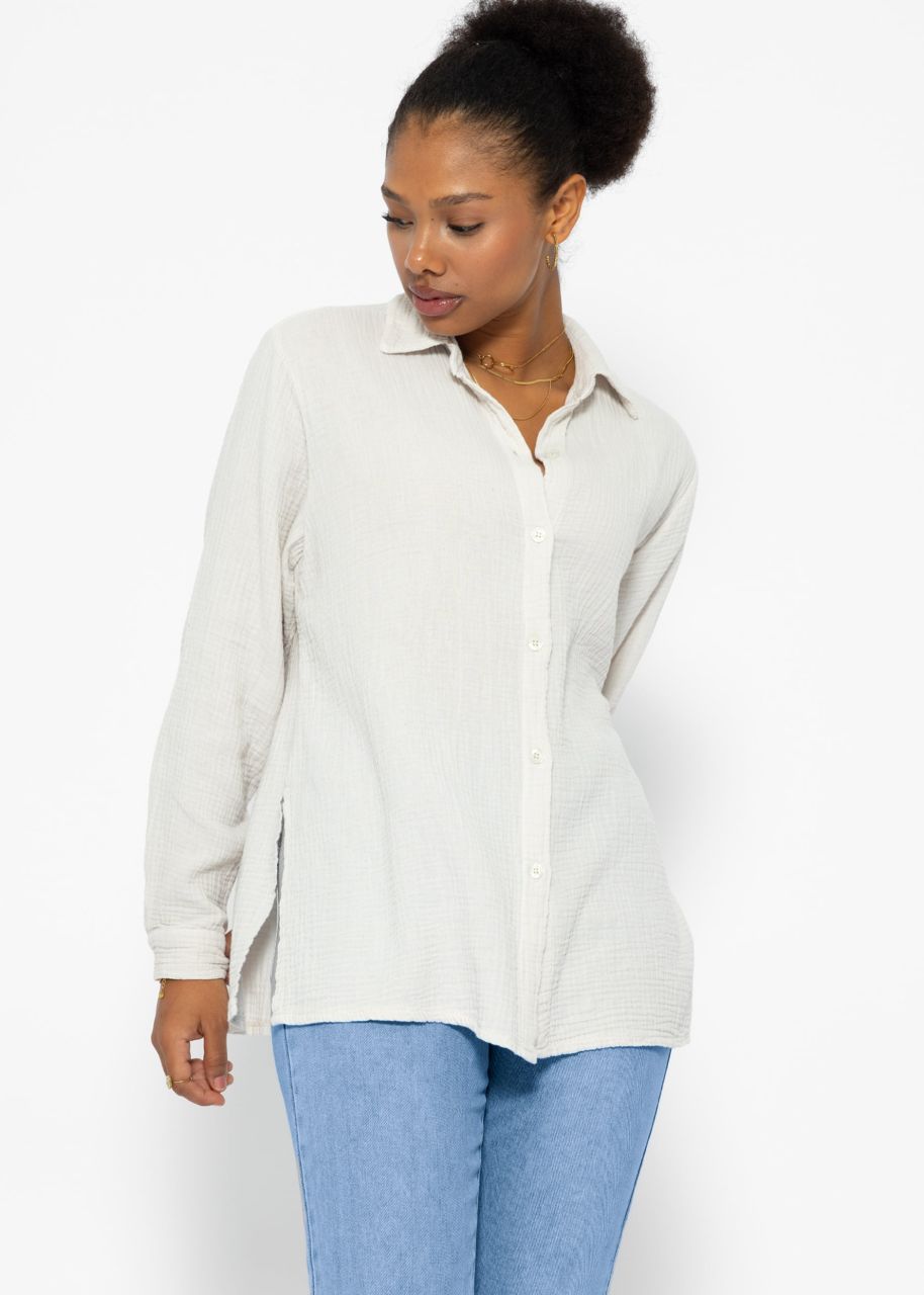 Classic cut blouse in muslin - offwhite