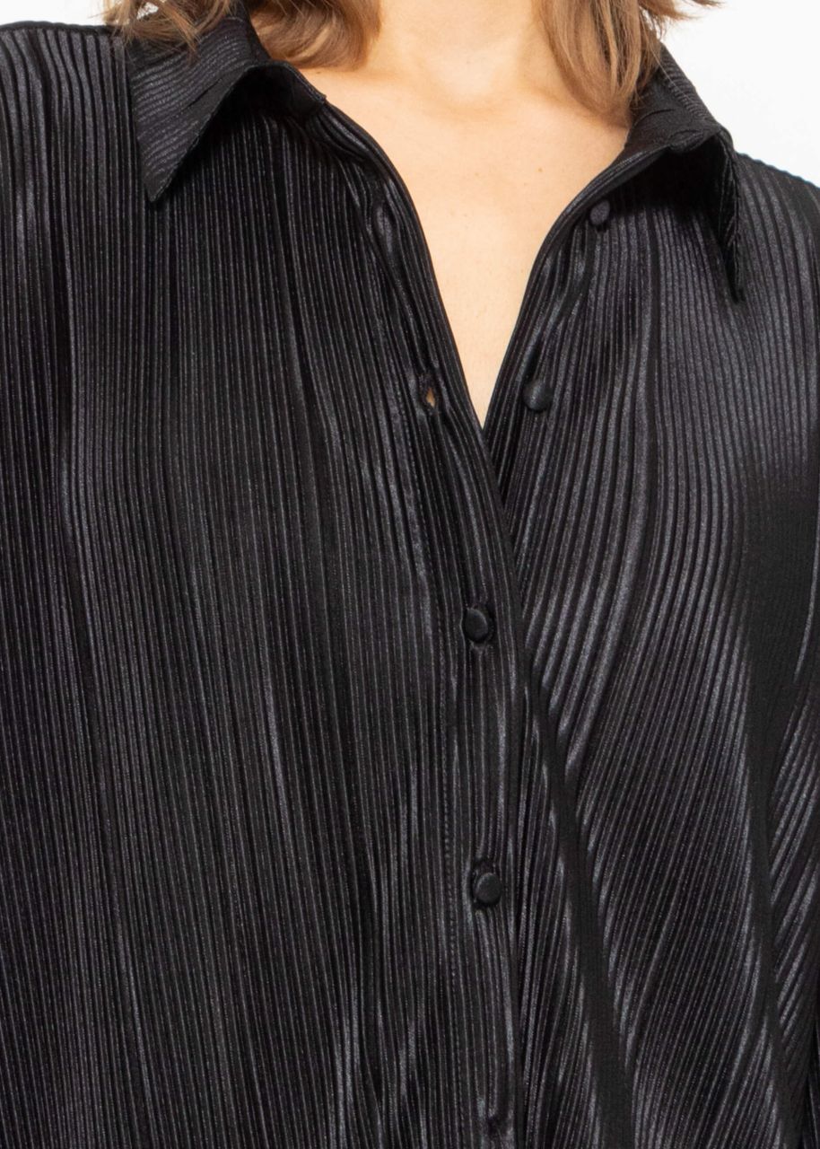 Pleated shirt blouse - black