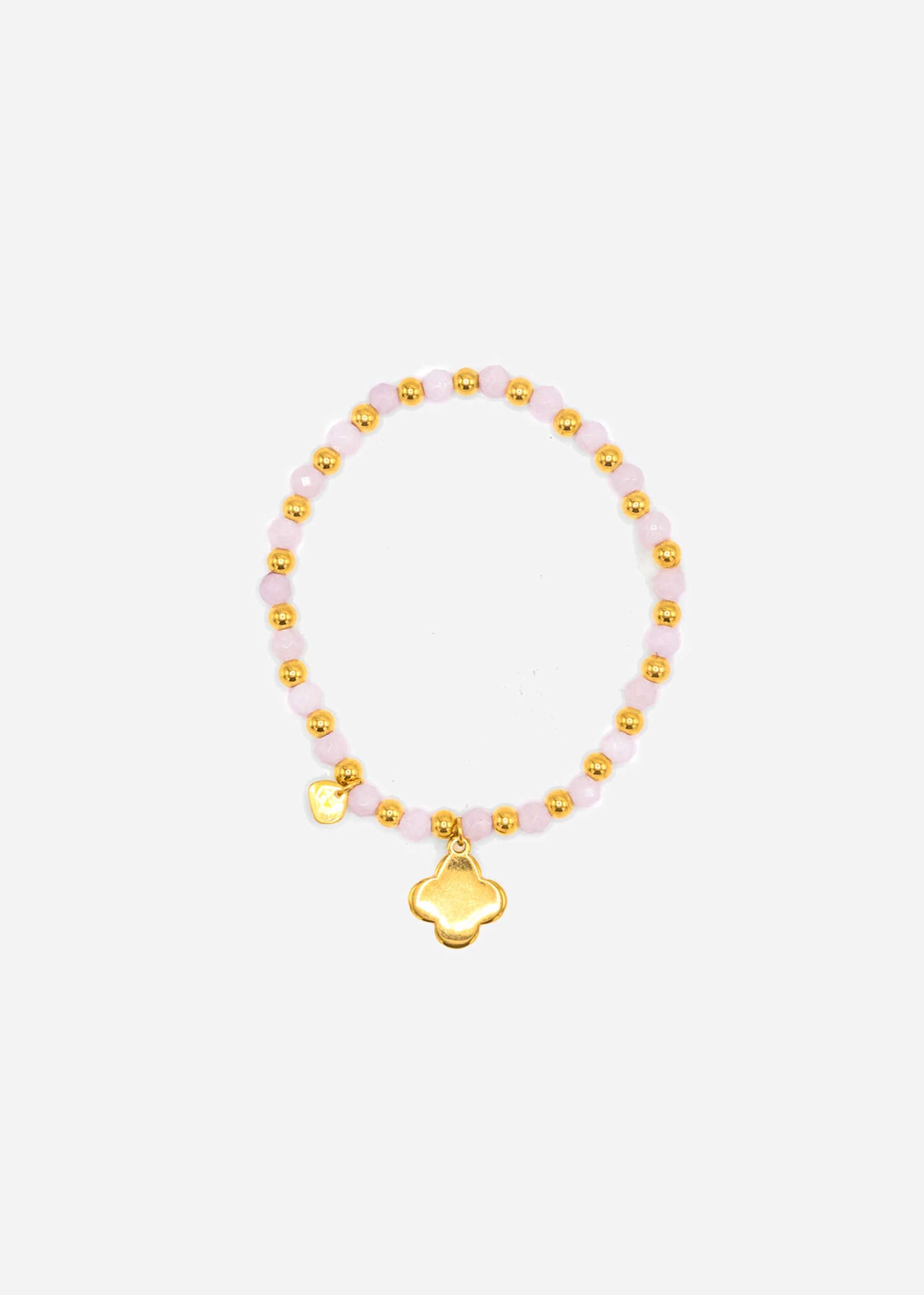 Pearl bracelet with pendant - gold-pink