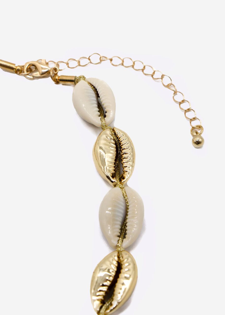 Shell necklace, beige/gold
