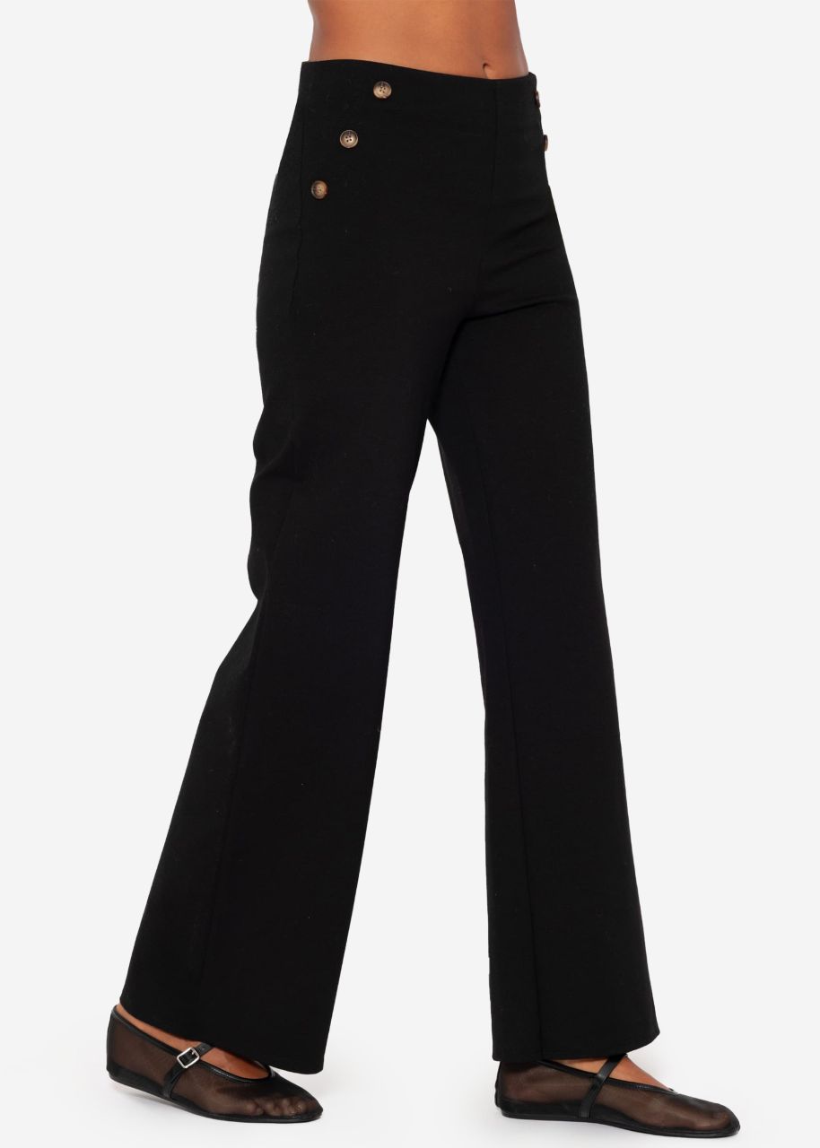 Trousers with decorative buttons - black