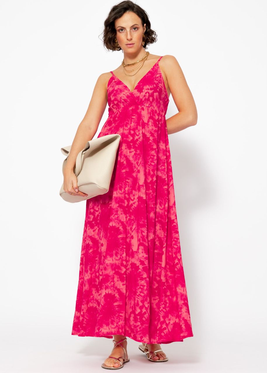 Maxi dress with batik print - pink