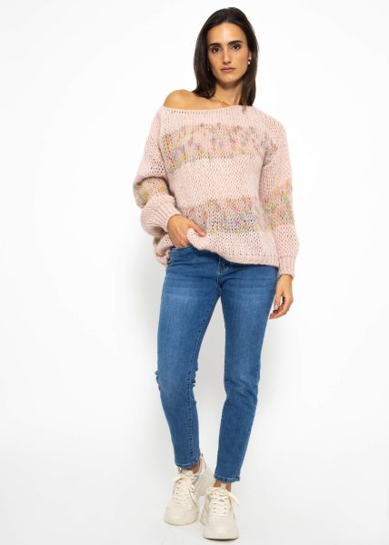Oversized jumper with block stripes - pink