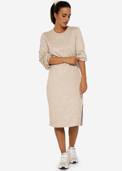 Super soft jersey dress in midi length - taupe