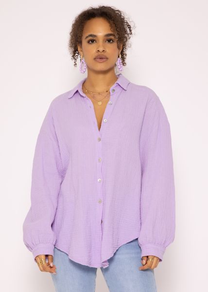 Muslin blouse oversize, short, lilac