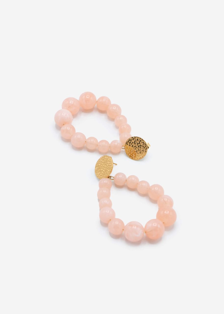 Gold stud earrings with pearls - peach