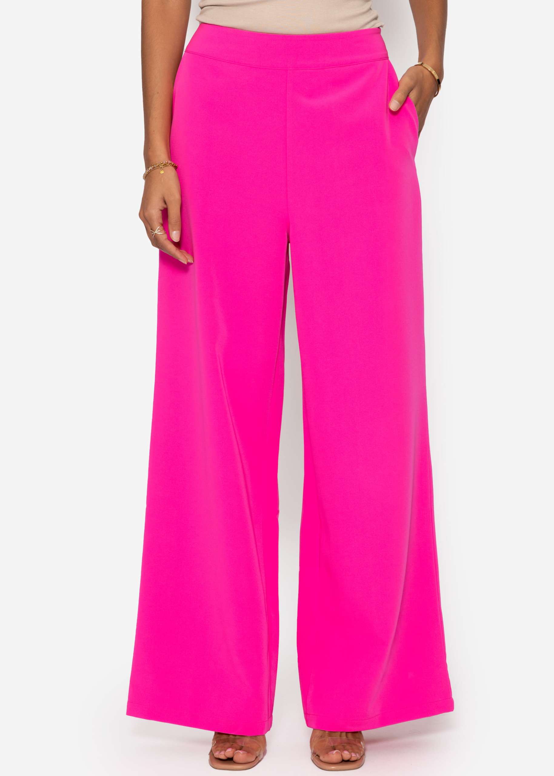 Lightweight fabric trousers - neon pink