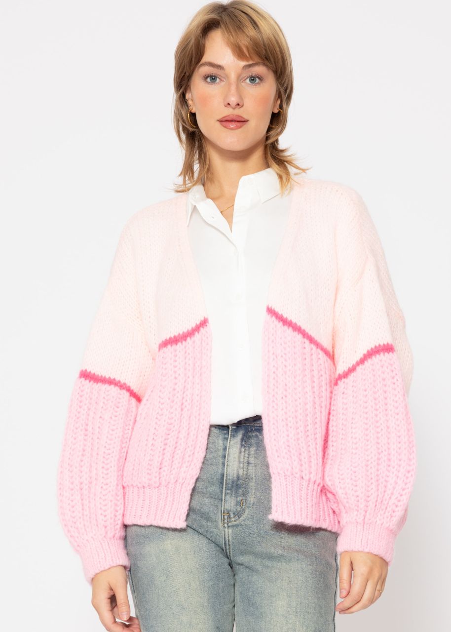 Cardigan with pink stripes, pink