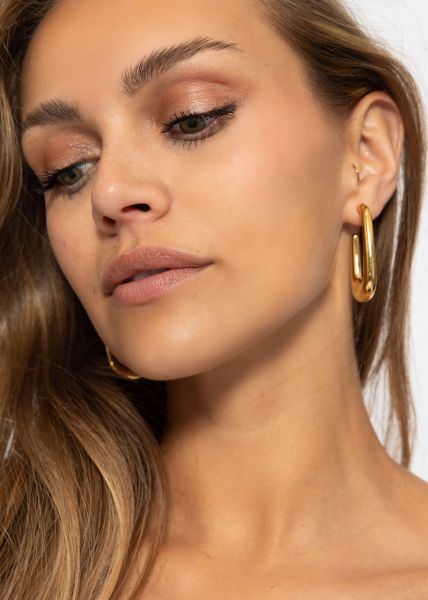 Large squared hoop earrings - gold
