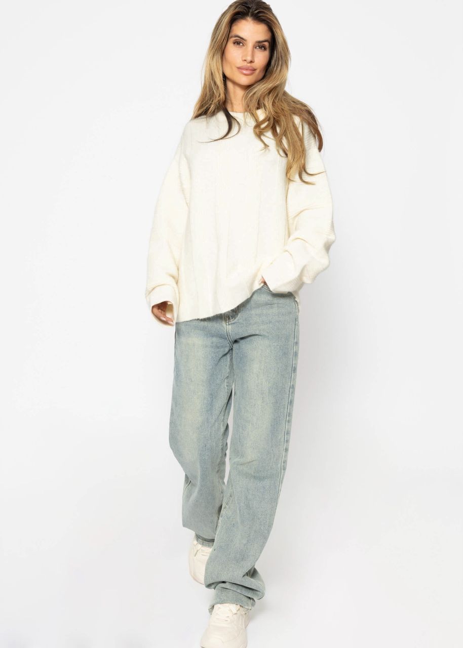 Jumper with ribbed stripe pattern - offwhite