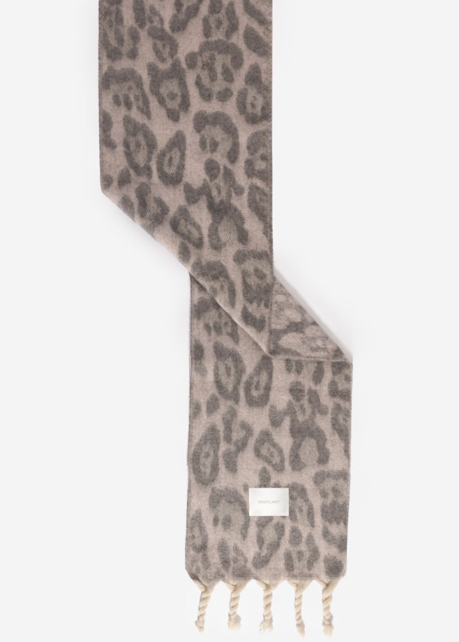 Scarf with leo print - grey