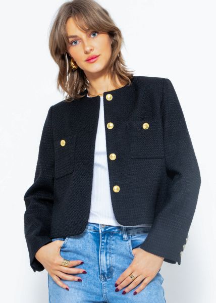 Short jacket with gold-colored buttons - black