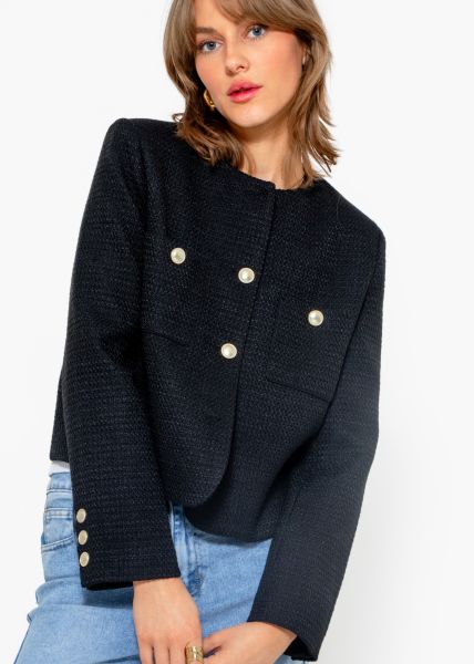 Short jacket with gold-colored buttons - black