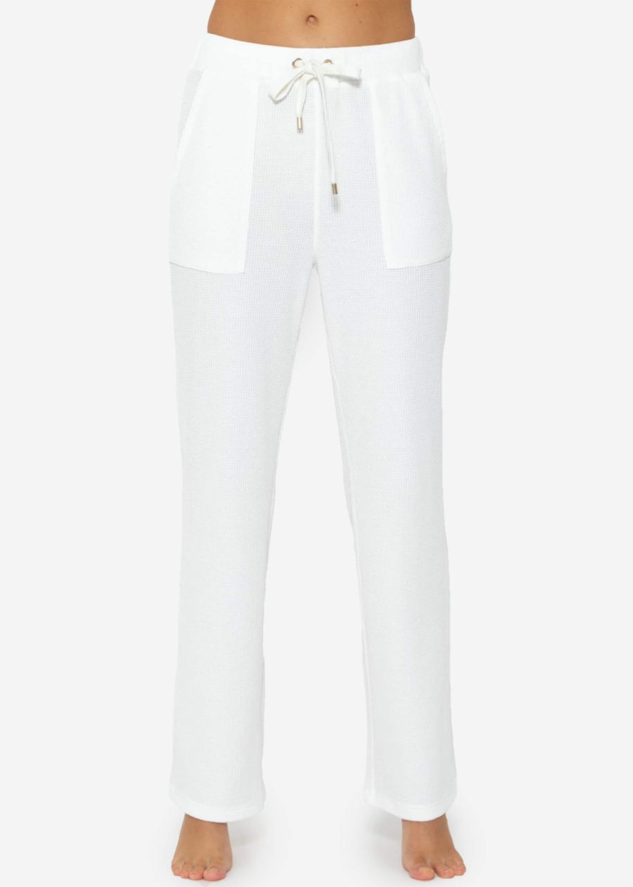 Casual Pants in Waffle Piqué - offwhite