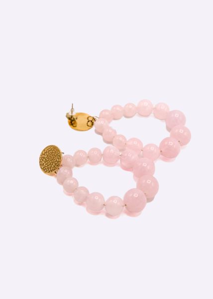 Stud earrings gold with pearls, pink