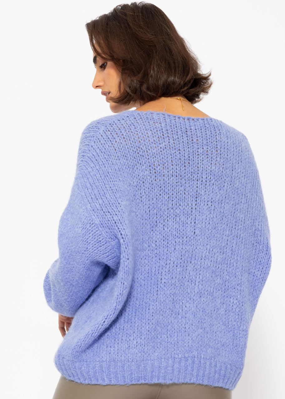 Oversized jumper with V-neck - lilac