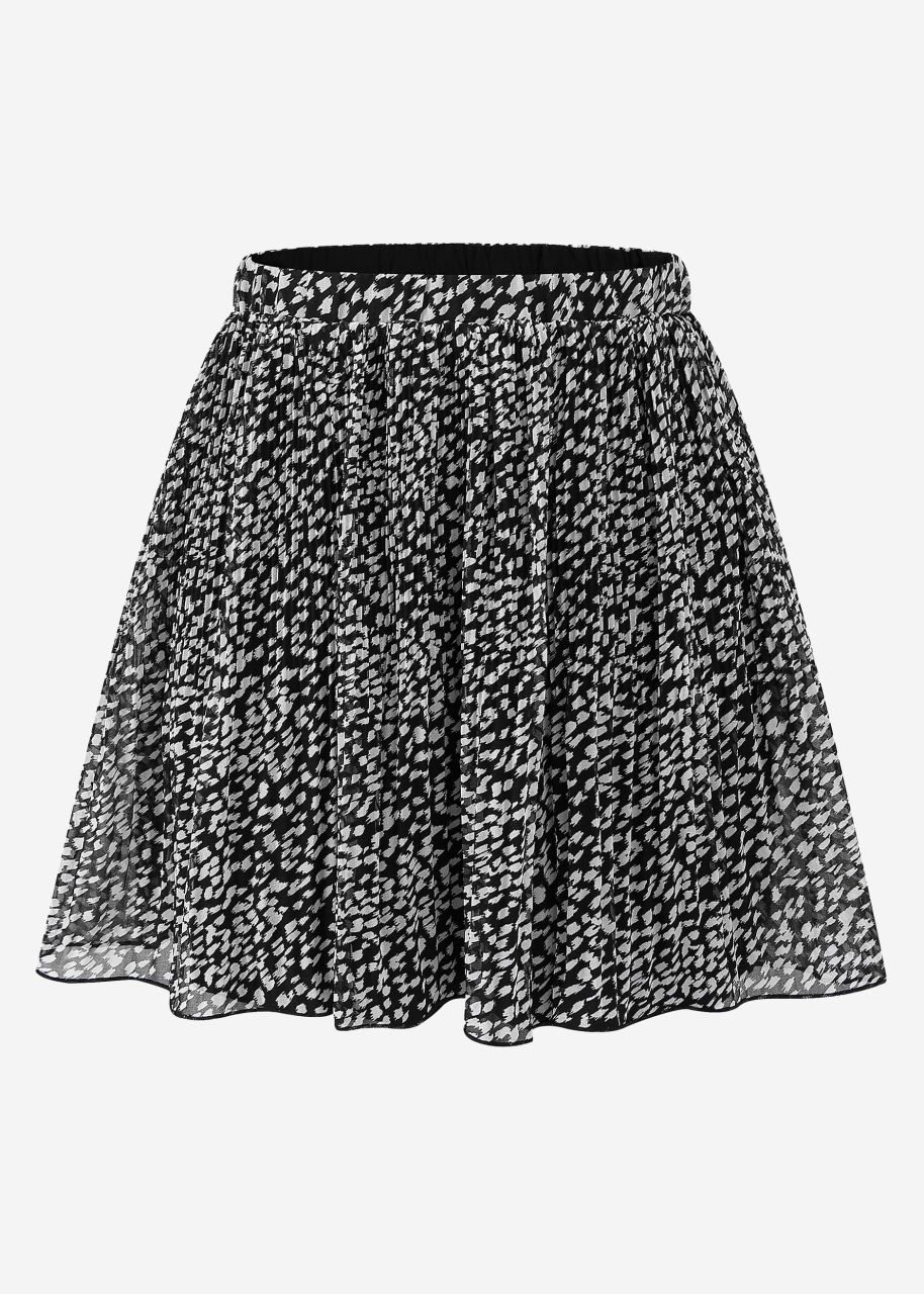 Pleated skirt with print - black and white