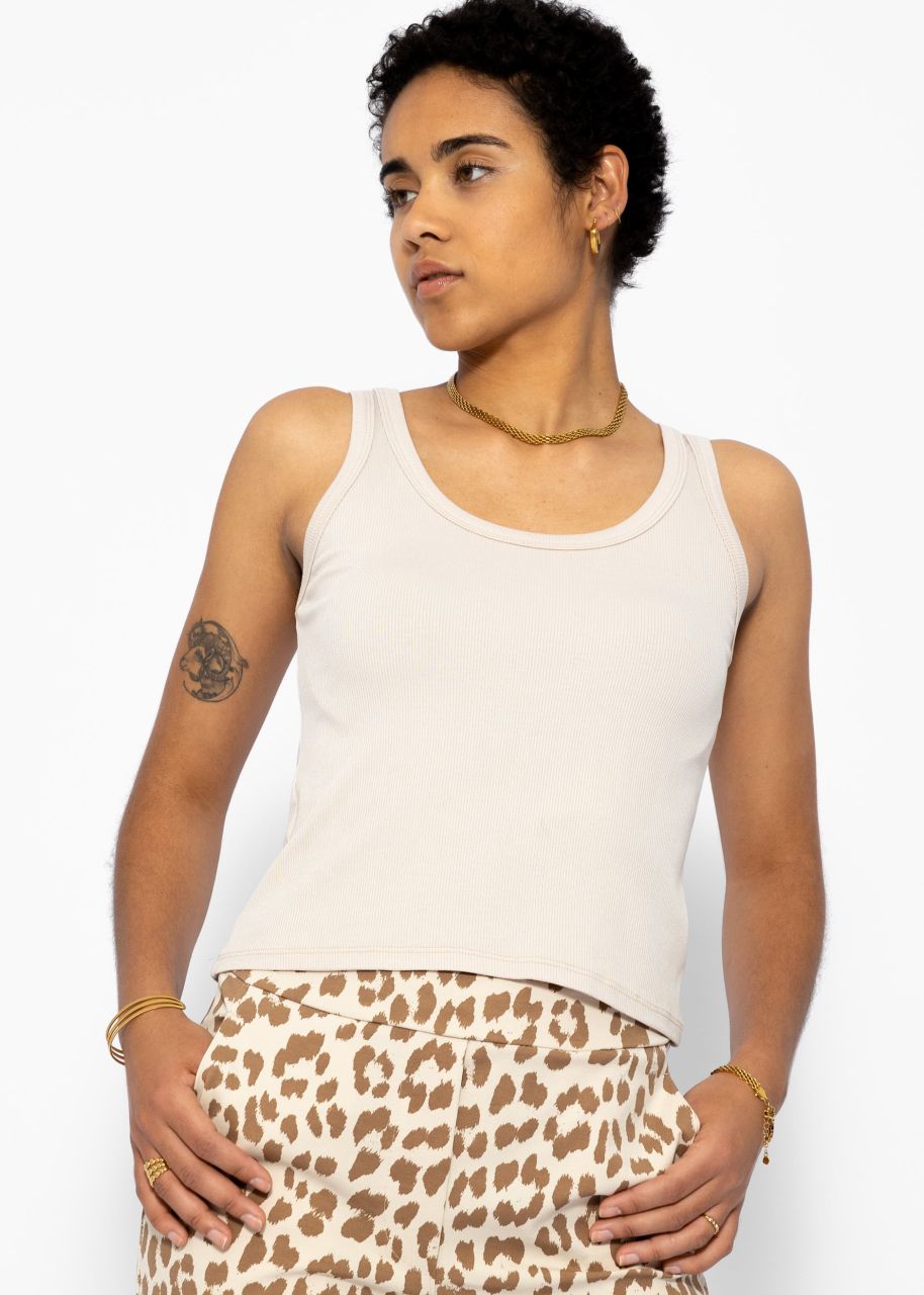 Tank top with neckline - beige