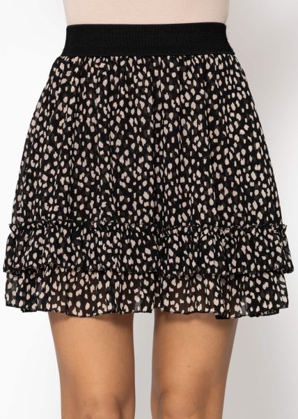 Flounces skirt with ruffles, black