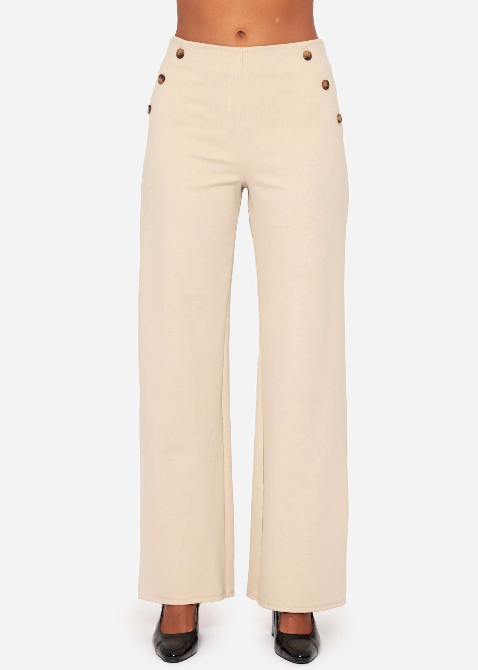 Trousers with decorative buttons - beige