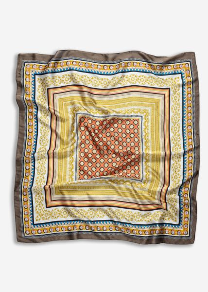 Scarf with geometric print - turquoise