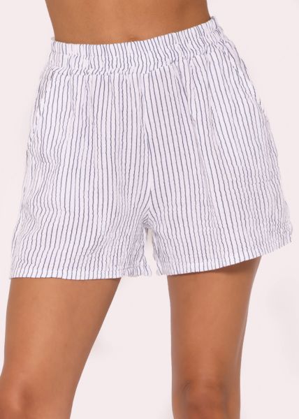 Striped muslin shorts, blue/white
