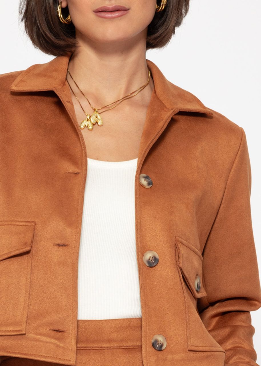 Suede-look jacket - cognac