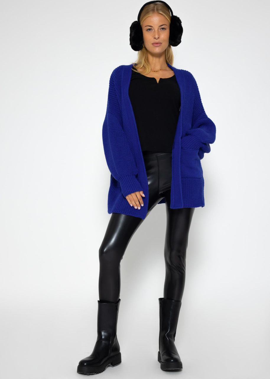 Knitted cardigan with pockets - royal blue