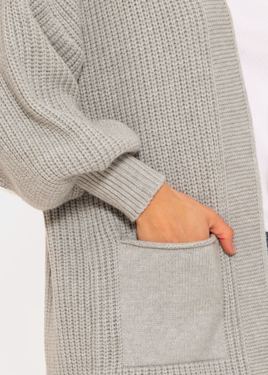 Long super soft cardigan with pockets - grey
