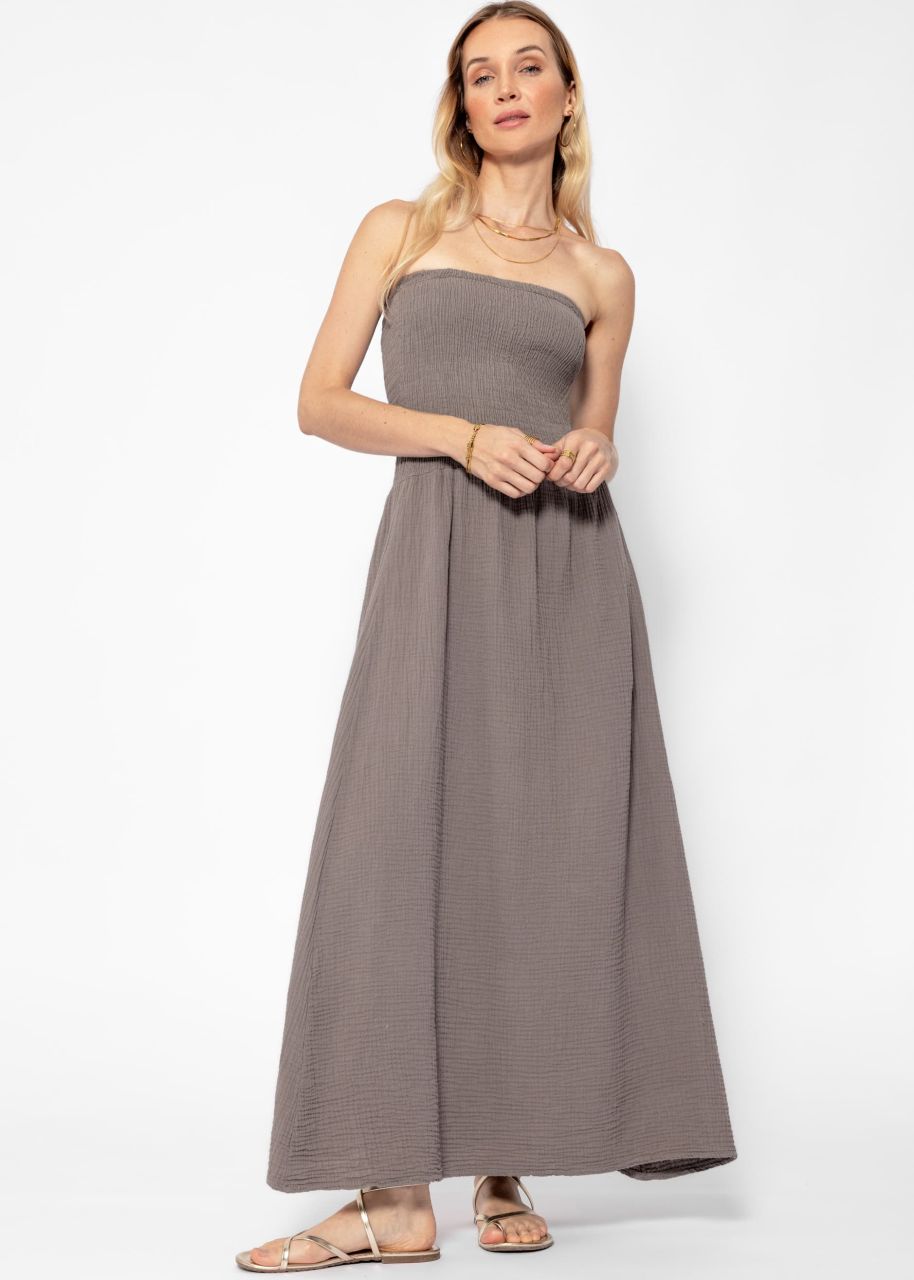 Off-the-shoulder muslin dress - taupe