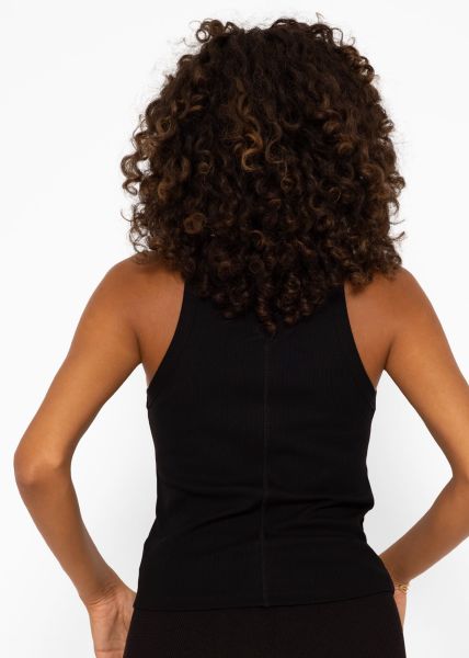 Tank top with embroidery - black