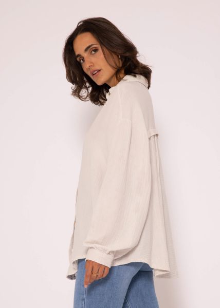 Muslin blouse oversize, short, light beige