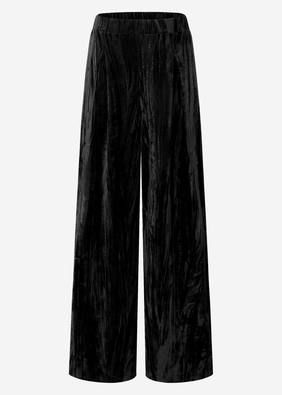 Wide velvet trousers - black