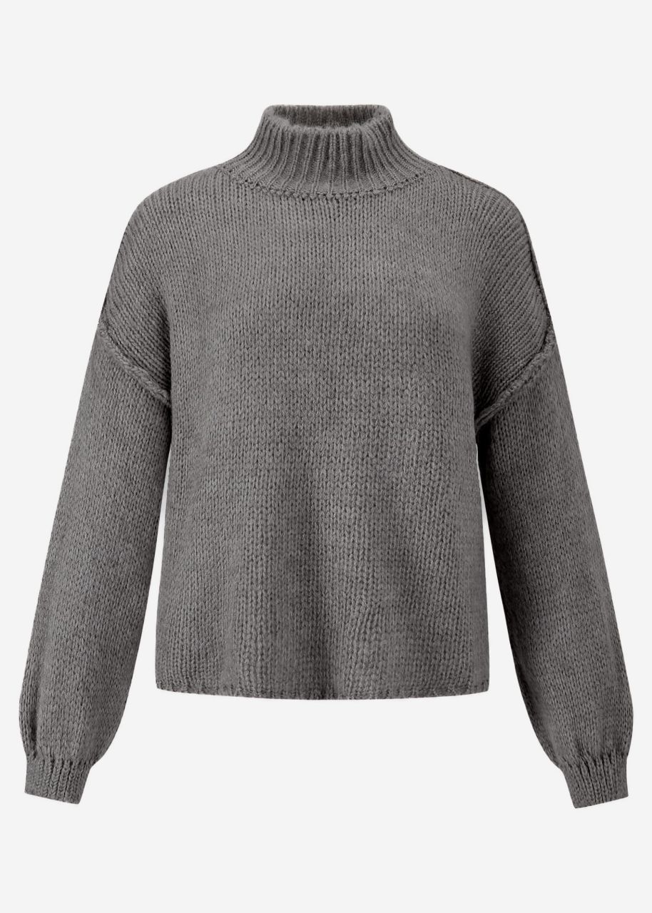 Turtleneck sweater with outer seams - dark gray