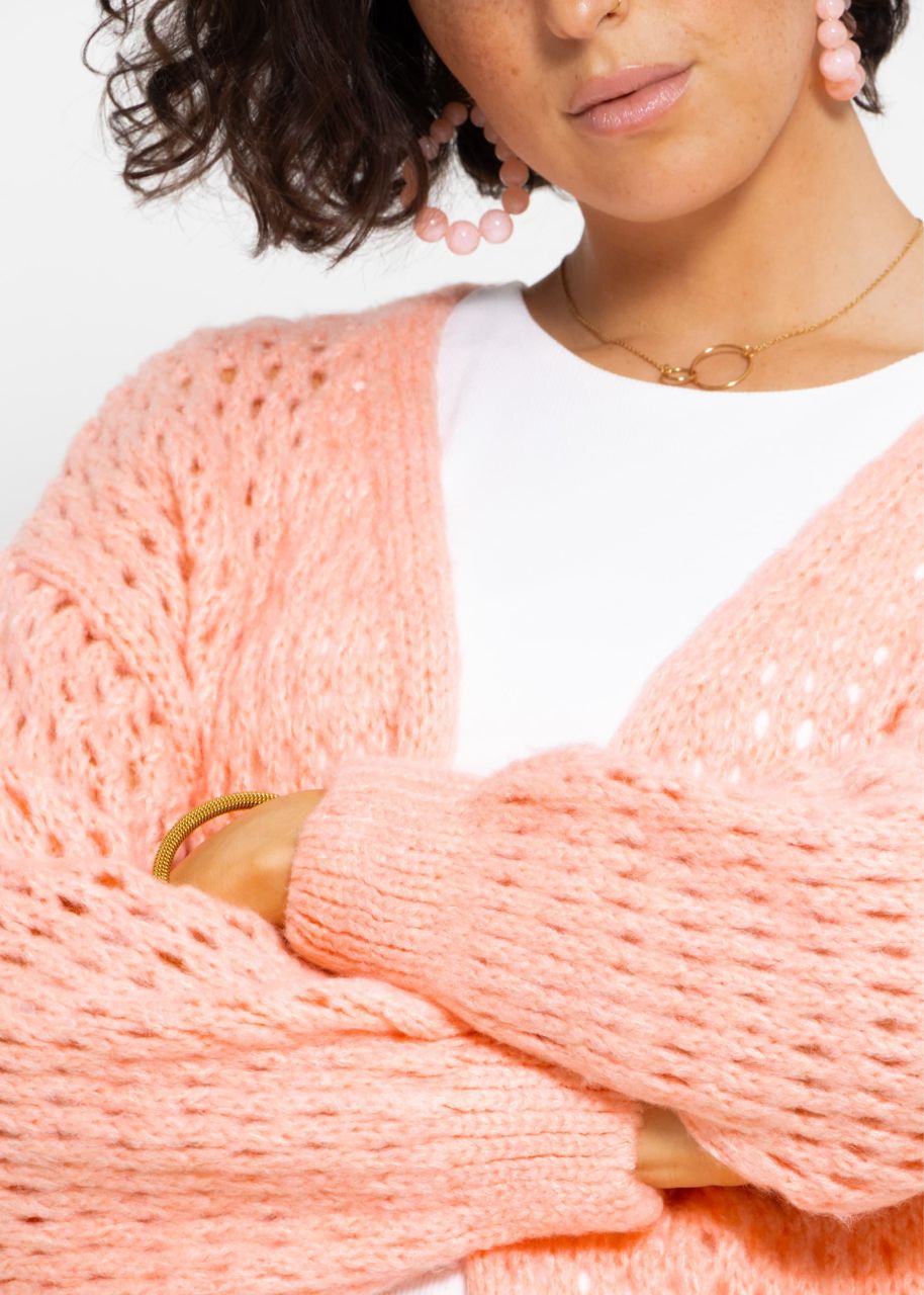 Cardigan in lace knit - peach