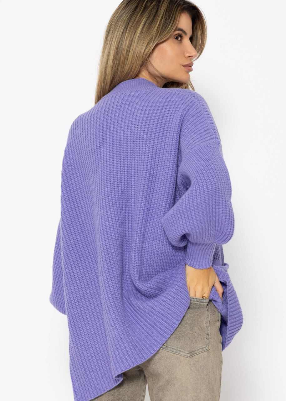 Soft knit cardigan with pockets - purple