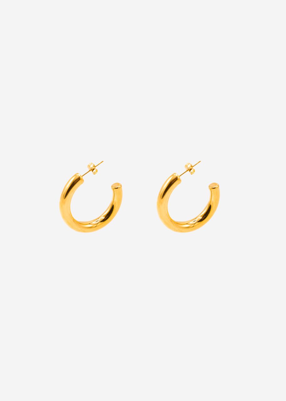 Small, chunky hoop earrings - gold