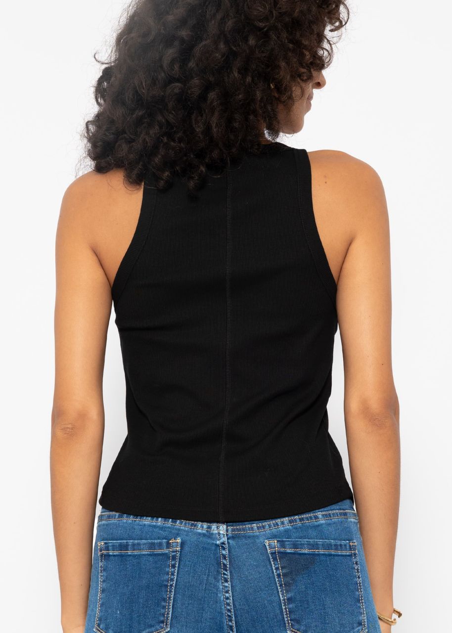 Tank top with embroidery - black