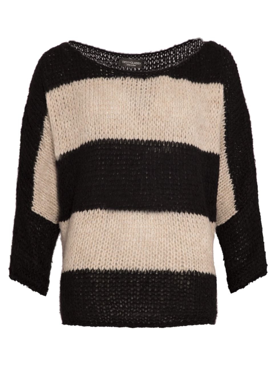 Loose knit oversize jumper- black-beige