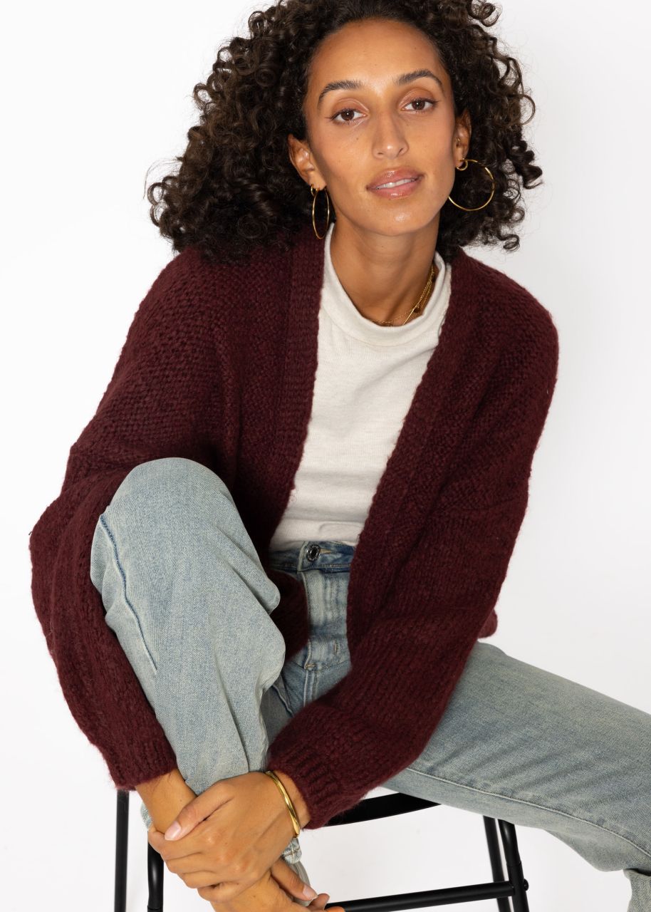 Fluffy cardigan - wine red