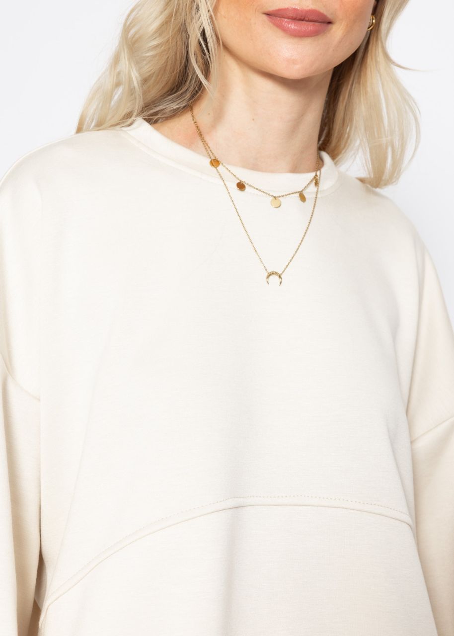 Soft sweatshirt with dividing seams - offwhite