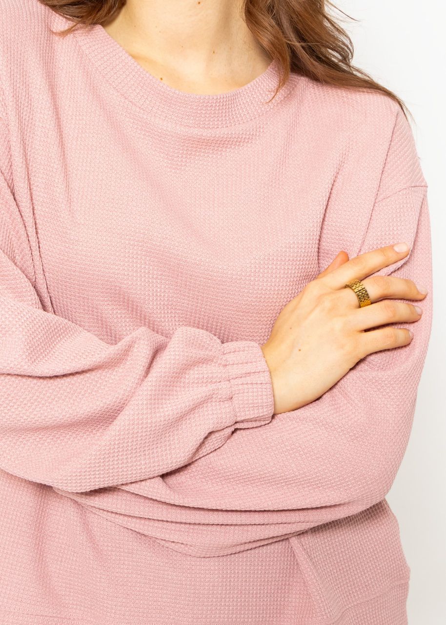Long-sleeved shirt in waffle piqué - pink