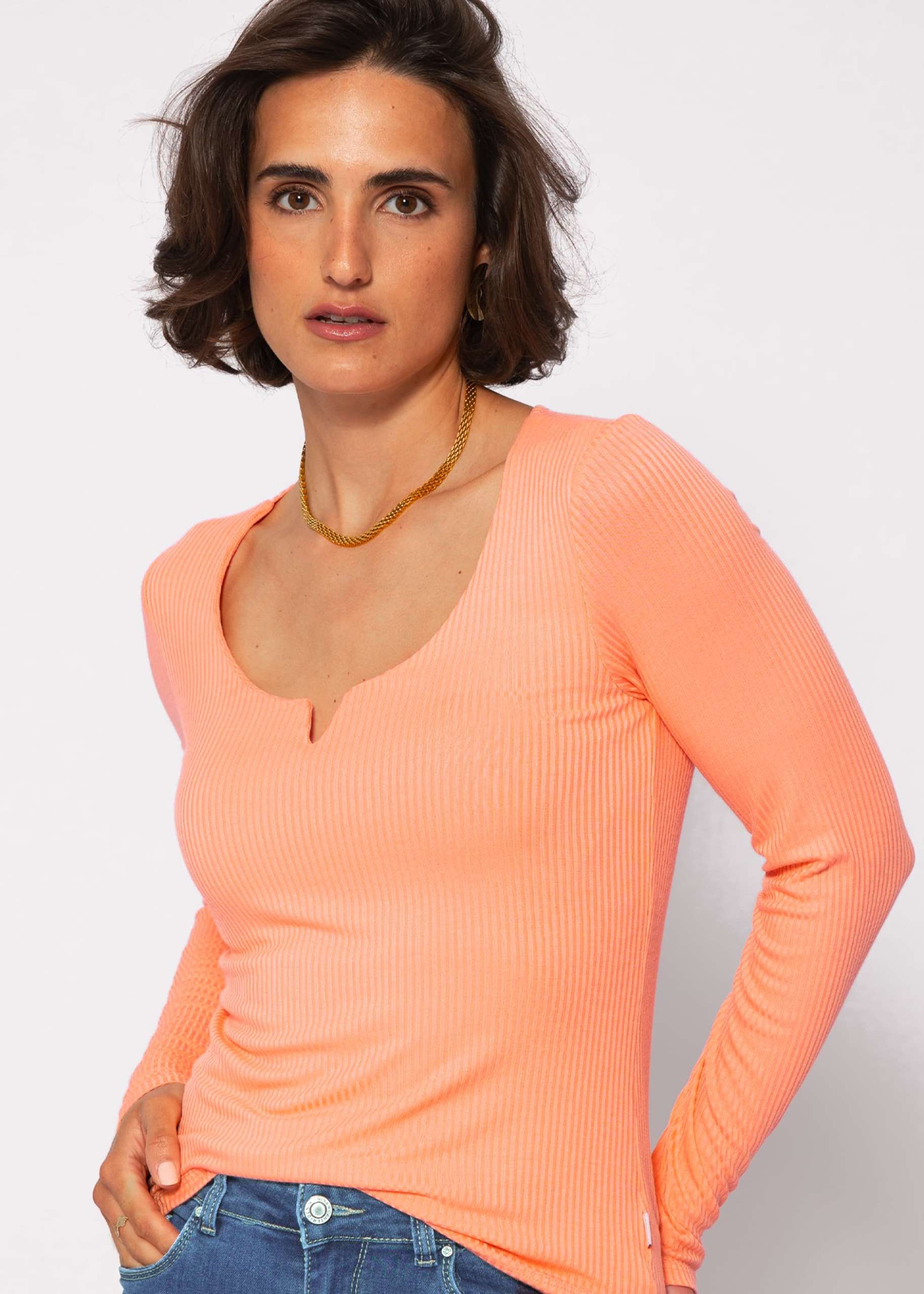 Ribbed long sleeve shirt - peach