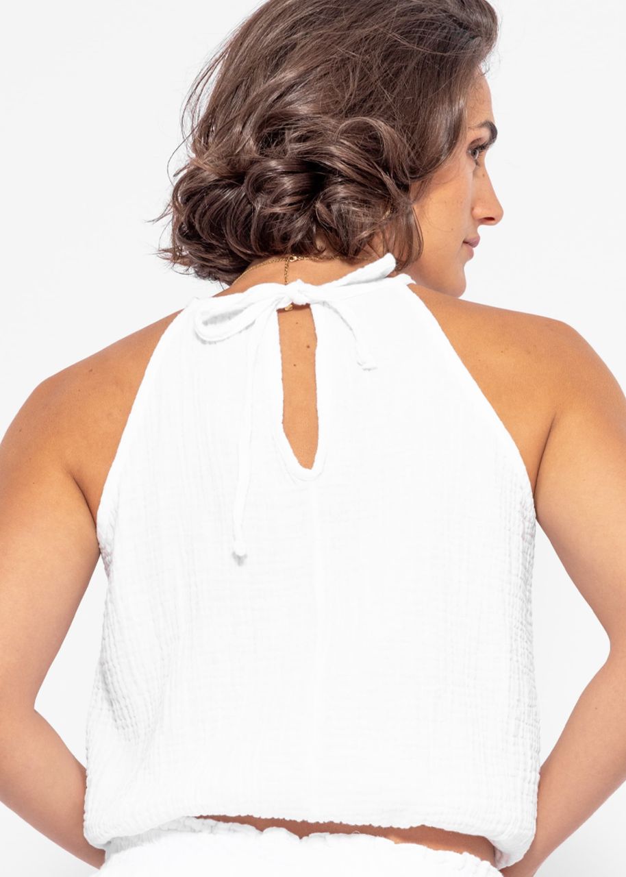 Off-the-shoulder muslin top - white