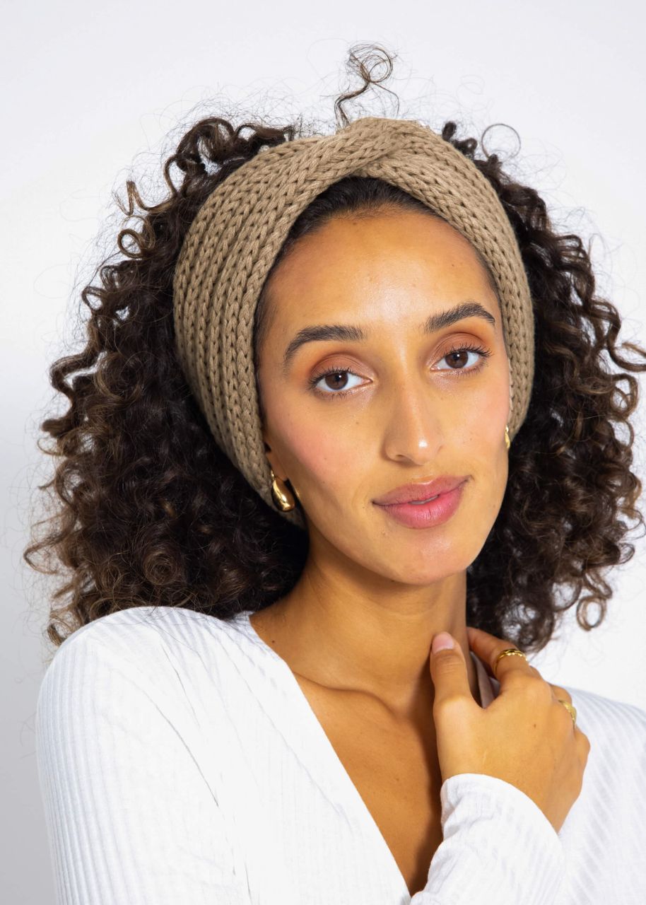 Ribbed knit headband - beige