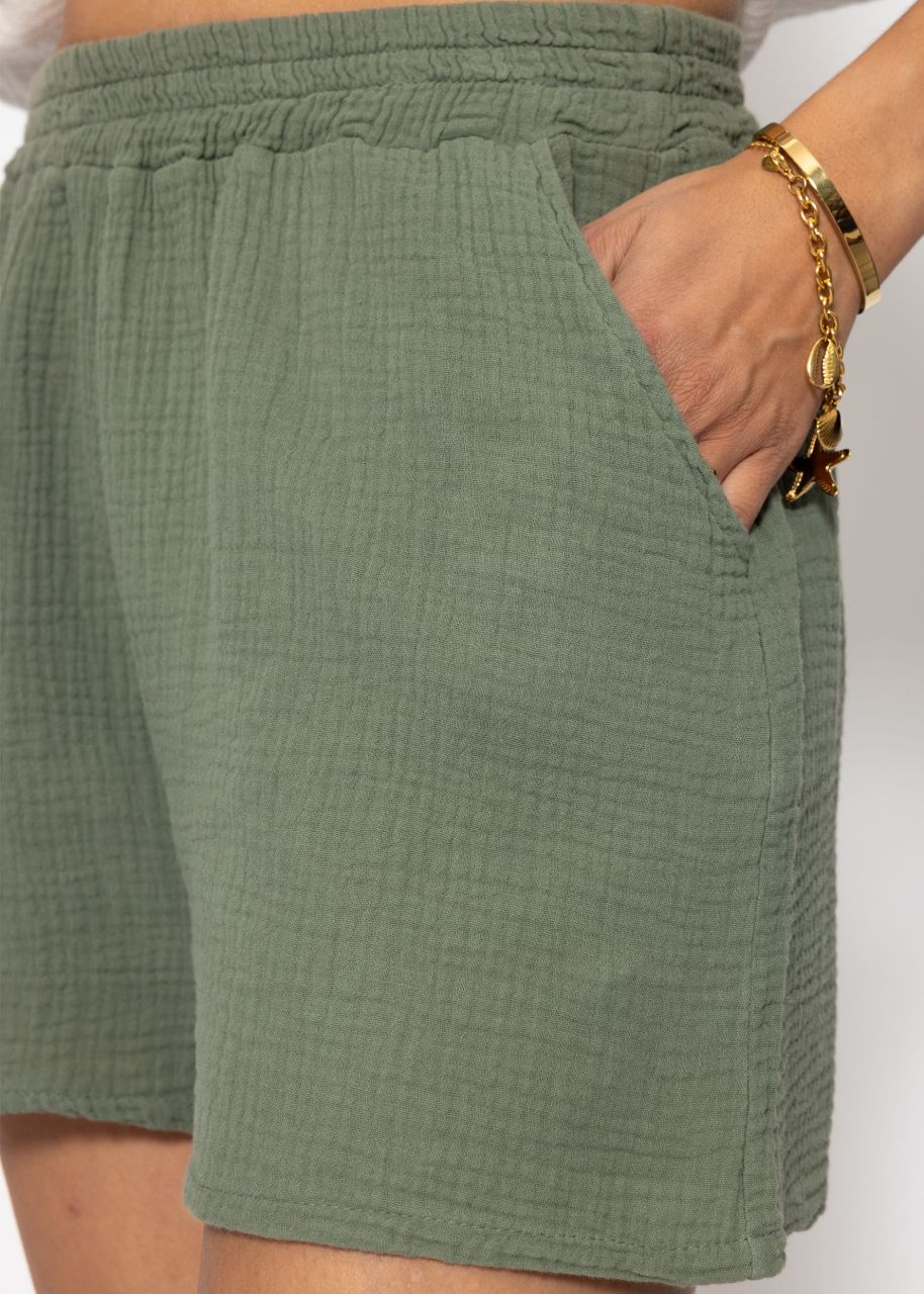 Muslin shorts, khaki