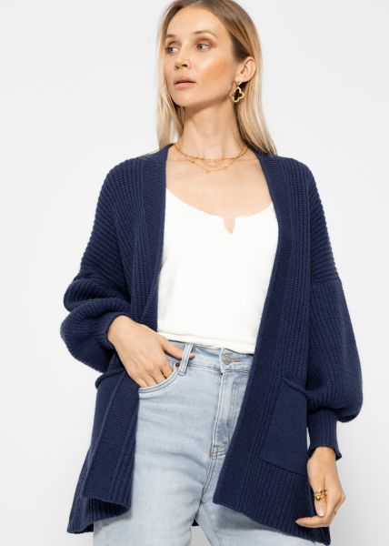 Soft knit cardigan with pockets - dark blue